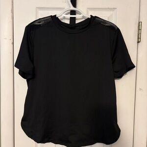 Black Mesh Shoulder T-Shirt